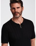 OMBRE Tricou uni cu fenat cu fermoar - Negru