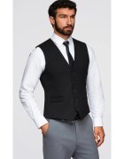 OMBRE Vesta de costum cu detalii clasice si captuseala OM-BLZV-0142 - Negru
