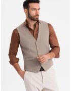 OMBRE Vesta slim-fit cu decolteu in V - Maro taupe