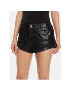 ONE TEASPOON Pantaloni scurti dama - 304007217 - Piele naturala - Negru - Negru