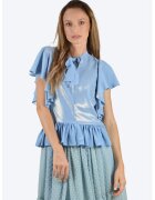 ONIBON FASHION Bluza de matase cu aspect metalizat - Albastru lavanda