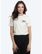 ONIBON FASHION Tricou de bumbac cu decolteu la baza gatului - Alb fildes