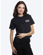ONIBON FASHION Tricou de bumbac cu decolteu la baza gatului - Negru