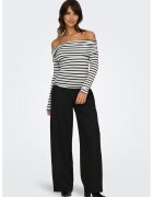 Only Bluza cu decolteu pe umeri - Negru/Alb murdar