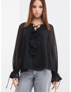 Only Bluza cu garnituri cu volane - Negru