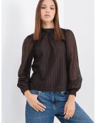 Only Bluza cu maneci bufante - Maro inchis