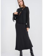 Only Bluza cu maneci evazate si decolteu la baza gatului - Negru
