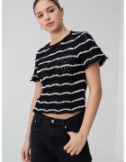 Only Bluza de crosetata cu maneci scurte - Negru/Alb murdar