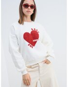 Only Bluza de trening cu croiala lejera si aplicatie inima - Rosu/Alb fildes