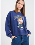 Only Bluza de trening din amestec de bumbac cu imprimeu cu ursulet - Alb/Negru/Bleumarin