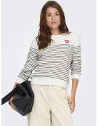 Only Bluza de trening din amestec de bumbac organic cu model in dungi si decolteu la baza gatului - Alb/Verde sparanghel