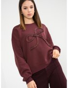 Only Bluza de trening lejera cu broderie - Maro cognac
