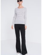 Only Bluza slim fit cu decolteu rotund si dungi - Alb/Grej
