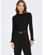 Only Bluza striata cu garnituri de dantela - Negru