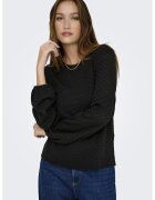 Only Bluza texturata cu maneci bufante - Negru
