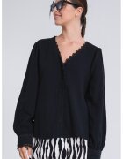 Only Bluza uni cu nasturi - Negru