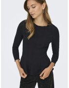 Only Bluza uni din peplum - Negru