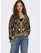 Only Cardigan cu animal print - Maro