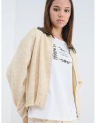 Only Cardigan din amestec de lana cu fermoar si maneci cazute - Crem