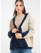 Only Cardigan lejer din amestec de lana cu model geometric - Multicolor