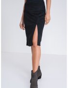 Only Fusta scurta de piele intoarsa ecologica cu slit frontal - Negru