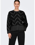 Only Pulover cu model si terminatii striate - Negru/Gri antracit
