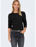 Only Pulover cu model uni si decolteu la baza gatului - Negru