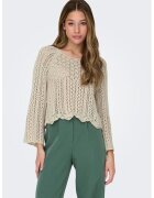 Only Pulover de macramé cu maneci raglan - Maro deschis