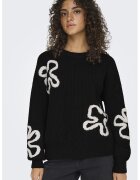 Only Pulover din amestec de lana cu model floral - Alb/Negru