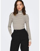 Only Pulover din tricot cu striatii si guler inalt Karol - Negru/Alb murdar