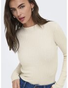 Only Pulover slim fit cu decolteu la baza gatului - Bej