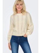 Only Pulover tricotat cu maneca Tricotat - Viscoza - Crem - Crem