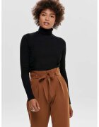 Only Pulover tricotat fin cu guler inalt - Negru