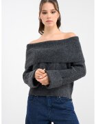 Only Pulover uni regular fit - Gri inchis melange