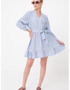 Only Rochie cu decolteu in V si model in dungi - Alb/Albastru inchis
