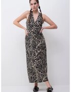 Only Rochie cu decolteu in V si model - Negru/Maro nisip
