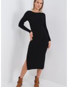 Only Rochie cu striatii - maneci lungi si slit lateral - Negru