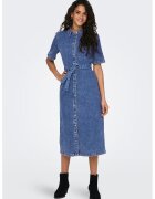 Only Rochie de denim cu nasturi - Albastru melange