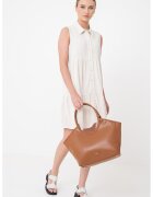 Only Rochie din amestec de in cu croiala stratificata Siesta - Grej