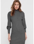 Only Rochie din tricot cu maneci bufante - Gri inchis melange