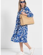 Only Rochie evazata cu model - Alb/Albastru royal