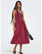 Only Rochie evazata din amestec de bumbac organic - Visiniu