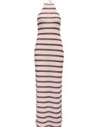 Only Rochie maxi cu model in dungi - Visiniu/Alb murdar