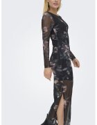Only Rochie midi cambrata cu segmente semitransparente - Negru/Lila