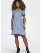 Only Rochie midi din amestec de in - volane si decolteu in V - Albastru lavanda