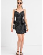 Only Rochie satinata cu decolteu in V - Negru
