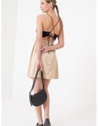 Only Rochie scurta cu croiala in A si bretele inguste - Negru/Bej deschis