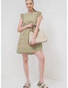Only Rochie scurta din bumbac organic cu aspect perforat - Kaki