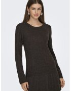 Only Rochie scurta uni cu vonale la terminatie - Maro inchis