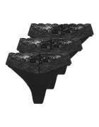 Only Set de chiloti tanga cu garnituri din dantela Chloe - 3 perechi - Negru